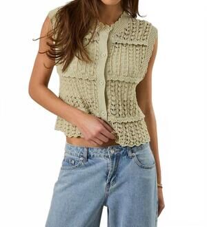 NEW SUNDAY EDITION sleeveless knit cardigan in sage